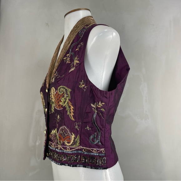 YSA Dupiré Vintage 1980s Silk Hand Beaded Art Vest - Picture 2 of 11